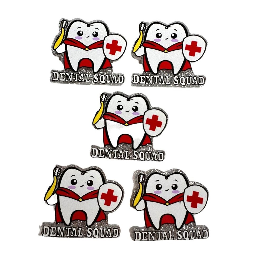 10 pc glitter Dental Hygienist, Dental Assis acrylic flat back charm for badge r